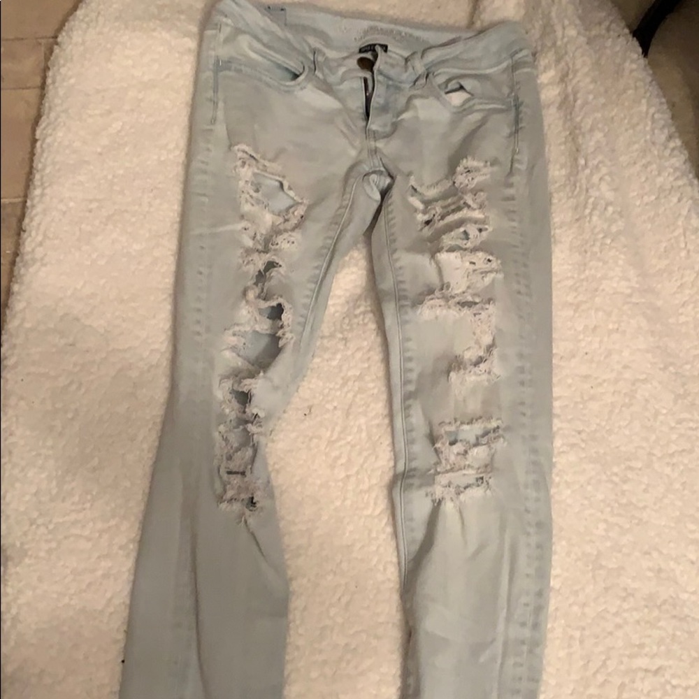 Light blue jean shorts